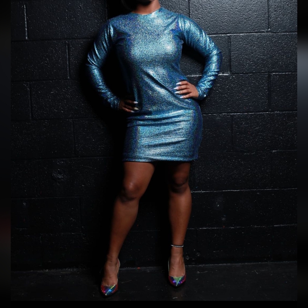 Blue sequin dress